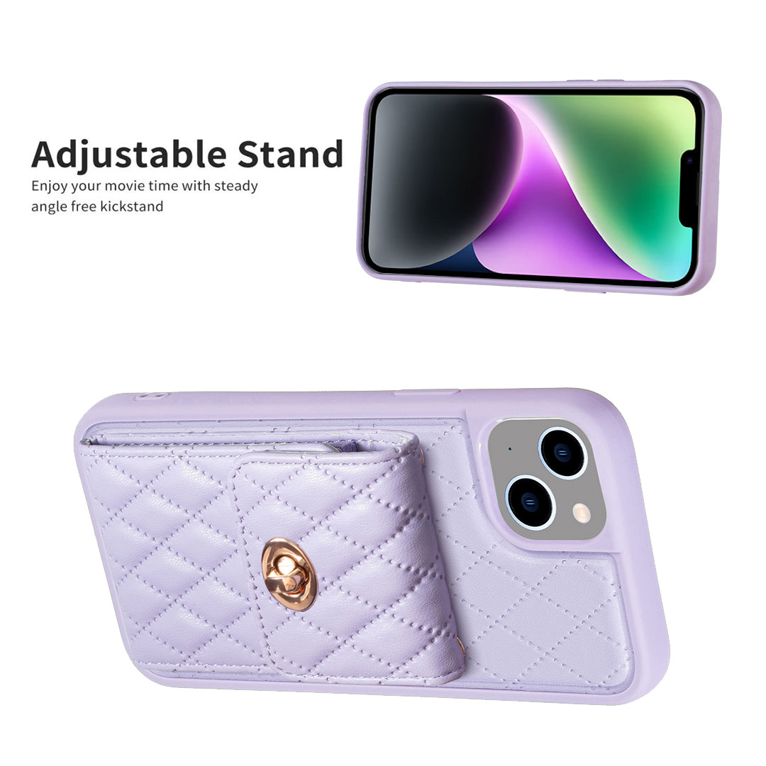 BF20-Style For iPhone 14 Plus PU Leather TPU Case Protective Phone Shell with Card Holder Strap BF20-Style For iPhone 14 Plus PU Leather TPU Case Protective Phone Shell with Card Holder Strap